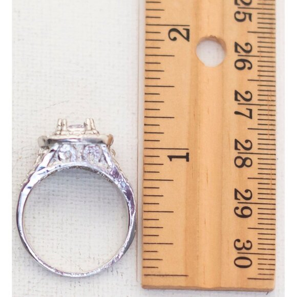 Vintage Art Deco Princess Diamonds Ring Size 10 - T13 - Picture 3 of 3